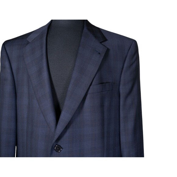 Daniel Cremieux Mens Blazer Blue Plaid Wool 2 Button Lined Jacket Sport Coat 44R - Picture 6 of 9